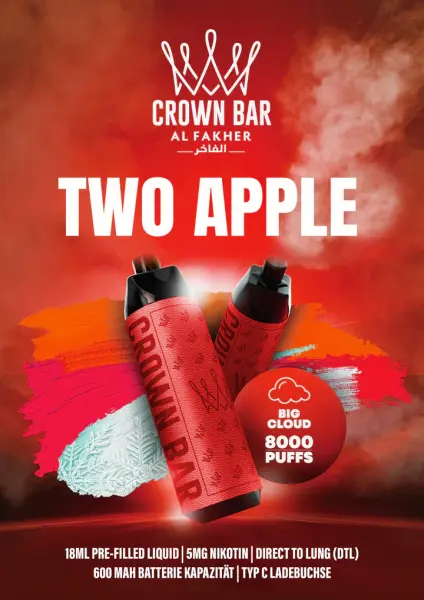 Al Fakher Vape | Two Apple | 8000 Züge | Nikotin 5 %