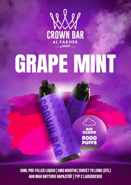Al Fakher Vape | Grape Mint | 8000 Züge | Nikotin 5 %
